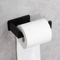 Stainless Steel Toilet Roll Holder Self Adhesive in Bathroom Tissue Paper Holder Black Finish Easy Installation no Screw Toilet Roll Holders