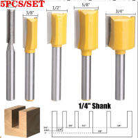 5ชิ้น6.35มม14 "ก้านตรง Pemangkasan เราเตอร์ Pembersihan Kayu เครื่องตัดมิลลิ่งเครื่องแกะสลักไม้บูติกบิต