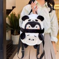 Zyrplanet กระเป๋าผ้ากำมะหยี่นุ่ม,เป้สะพายหลัง Tas Ransel Panda เพนกวินสำหรับ Kado Ulang Tahun ผู้หญิงผู้ใหญ่