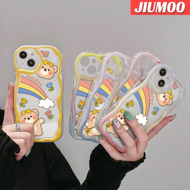 เคส-jiumoo-สำหรับ-oppo-r17-r15-pro-เคสการ์ตูนหมีมีความสุขความคิดสร้างสรรค์เคสโทรศัพท์โปร่งใสเนื้อครีมกรอบซิลิโคนนิ่มกันกระแทกป้องกันเลนส์กล้องเคสใส