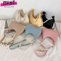 tokyosellectedshop(T1755) กระเป๋าผ้าสะพายไหล่FASHION&amp;BAGSตกแต่งด้วยไข่มุก