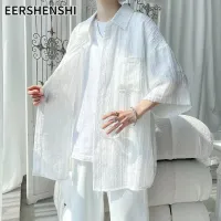 EERSHENSHI Ins เสื้อเชิ้ตแฟชั่นวรรณกรรมใหม่ชายเสื้อลำลองแขนสั้นยอดนิยมเยาวชน