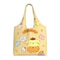 Sanrio Pompurin ไหล่กระเป๋าผ้าใบเดินทาง Tas Jinjing Kanvas ถุงความจุขนาดใหญ่กระเป๋าช้อปปิ้ง