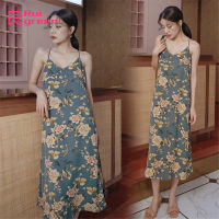 Women Suspender Dress Retro French Beach Floral Dress Western Style Dress Thin Temperament Sling Skirt