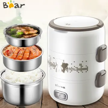 3 Layers Portable Electric Lunch Box Steamer Heated Food Warmer Rice Cooker  2L