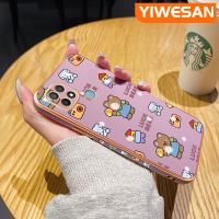 YIWESAN เคสสำหรับ OPPO A15 A35 A15s 4G เคสลายการ์ตูนหมีนำโชคเคสโทรศัพท์ชุบหรูหรากันกระแทกขอบปลอกซิลิโคนเลนส์กล้องถ่ายรูปเคสนิ่มป้องกันคลุมทั้งหมด