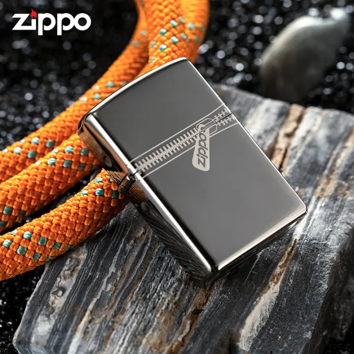 Zippo Zipped Zipper Design Black Ice Pocket Lighter ｜Zippo 21088