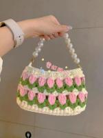 Neon sweetheart pearl tulip bag hand-woven diy material bag for girlfriend girlfriend gift handbag 【APR】