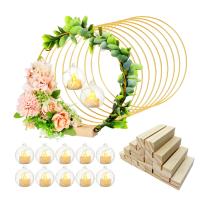 【YF】 10pcs Gold Metal Floral Hoop Garland Table Decoration for Wedding Centerpieces Wood Card Holders Wreath