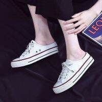 ஐ♗Quan Zhilong DG small daisy low-cut shallow mouth canvas shoes female pedal lazy权志龙DG小雏菊低帮浅口帆布鞋女一脚蹬懒人鞋学生半托鞋hd