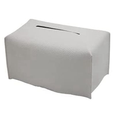 Tissue Box Cover, Modern Decorative PU Leather Rectangular Tissue Box Case Organizer Holder for Vanity Countertop