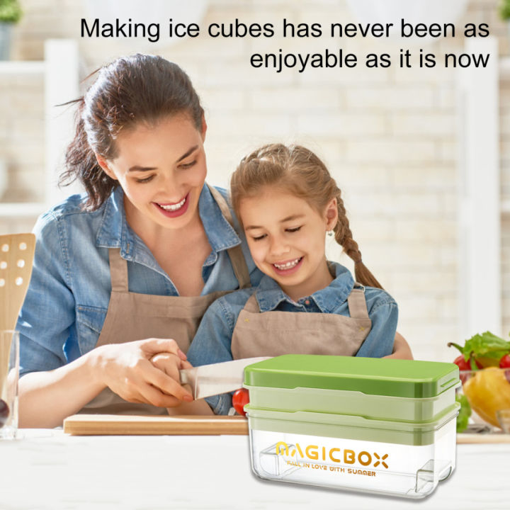 Ice Cube Tray with Lid and Bin, Large Capacity ice Cubes Making