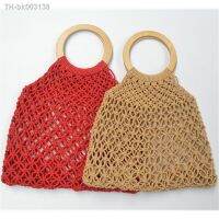 ♤ 35x30CM New Rattan Handle Cotton Thread Copper Buckle Bag Straw Female Summer Beach Bag a6279