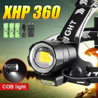 【lz】◎  Farol poderoso XHP360 18650 USB recarregável LED Head Lamp 4 modos Farol de alta potência IPX6 Lanterna de cabeça à prova dágua