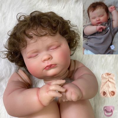 【YF】 24inch Huge Size Already Painted Reborn Doll Kits Parts 3D Skin Visible Veins Hand-rooted Hair and Cloth Body Toy