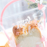 50pcs Transparent Color Handbag Cute Love Happy Easter Basket for Easter Eggs Toast Bread Ziplock Bag Gift Candy Packaging Bag