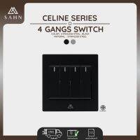 Switch [SAHN] สวิตซ์ไฟ 4 ช่อง สองทาง รุ่น Celine Series (C042) ผลิตจากสแตนเลส ดีไซน์สวยหรู และทันสมัย