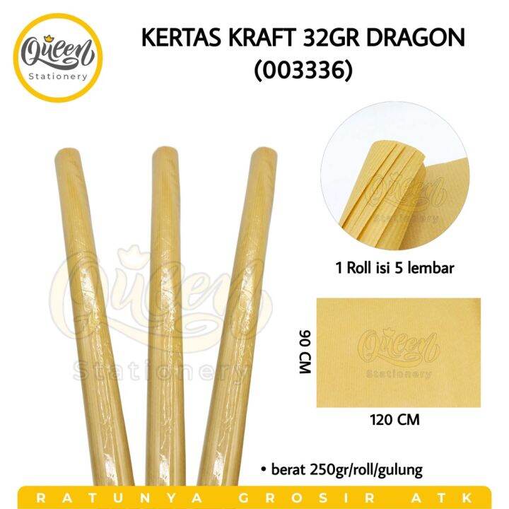 1 Gulung 5 Lembar Kertas Kraft 32gr Dragon Craft Paper Kertas