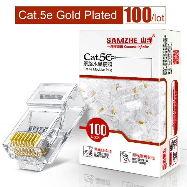 SAMZHE Cat5e RJ45 Modular Plug 8P8C Connector for CableGold