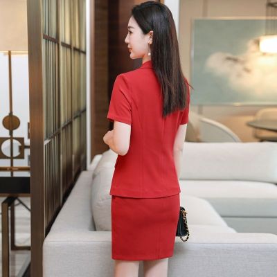 Short sleeve skirt suit female summer thin type of cultivate ones morality show thin hotel receptionist overalls professional attire temperament