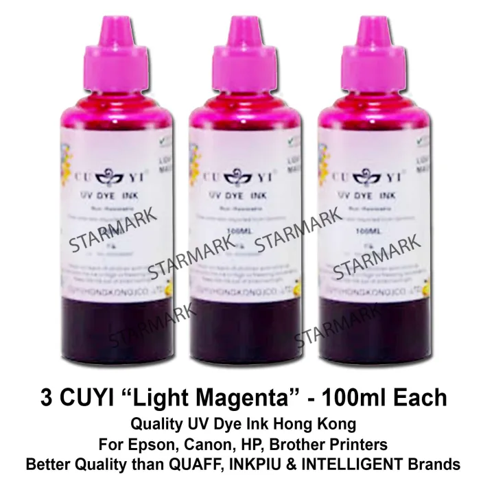 3 Bottles Cuyi Uv Dye Ink Hong Kong Inks 100ml Each Light Magenta Universal Inks For Epson 0337