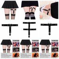 【cw】 Leather Newest Womens Elasticity Harness Leg Garter Belts Spike Elastic Thigh