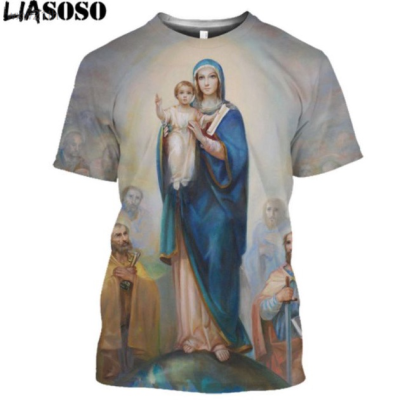 2023 Guadalupe Casual Short Sleeved T-shirt, Virgin Mary Catholic 3d Print, Oversized Street Style, Fashionable for Both Men And Women. Unisex