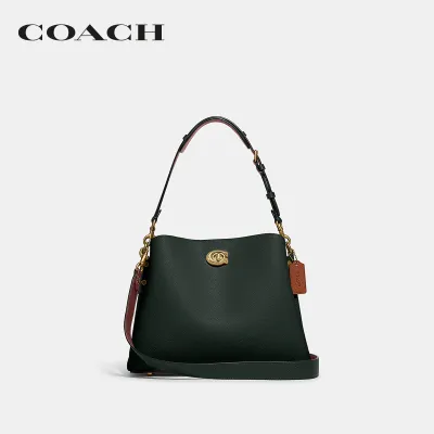 COACH กระเป๋าสะพายไหล่ผู้หญิงรุ่น Willow Shoulder Bag In Colorblock สีเขียว C2590 B4SZG