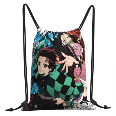 Demon Slayer Kimetsu no Yaiba Anime Kawaii Drawstring Bags Gym Shoe Clothes Storage Multi function Teen Portable Rucksack Pouch