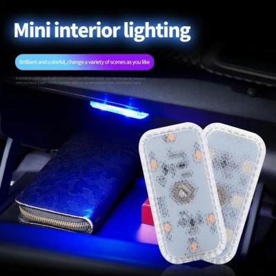 มินิไฟ LED ไร้สายภายในรถแสงสำหรับประตูเท้าลำต้นกล่องเก็บ USB ชาร์จรถยนต์บรรยากาศโคมไฟ