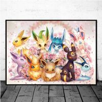 น่ารัก Pokemon Eeveelution โปสเตอร์สำหรับแฟนอะนิเมะ-Kawaii ผ้าใบ Wall Art พิมพ์สำหรับตกแต่งห้องนั่งเล่นและภาพจิตรกรรมฝาผนัง