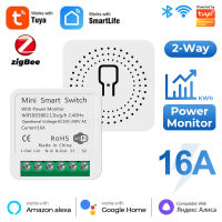 Tuya ZigBee WiFi สมาร์ทโมดูลสวิทช์ที่มีการตรวจสอบพลังงานสมาร์ทบ้าน2-Way ควบคุม16A มินิ B Reaker เสียงสำหรับ Alexa อลิซ