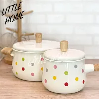 LITTLEHOME หม้อ หม้อเคลือบ หม้อด้าม ขนาด 14 ซม. และ หม้อสองหู 19 ซม.