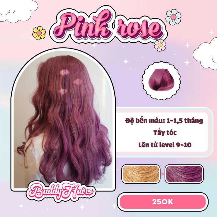Nhuộm tóc Pink Rose/Hồng tím pastel: một màu sắc tuyệt vời cho những ai muốn khám phá thế giới của những kiểu tóc đậm chất cá nhân. Nếu bạn muốn tóc của mình nổi bật, thử nhuộm màu này để có được một phong cách thông minh và đầy cá tính. Hãy xem ảnh này để cảm nhận được sức hút của màu sắc hồng tím pastel.