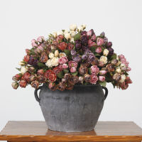 【cw】European R Artificial Rose Dried Flower Wedding Bouquet Fake Flower Peony Home Desktop Decoration Flower Wall Accessories