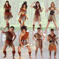 original Halloween adult men and women leopard print African primitive savage costume cosplay Indian indigenous performance costume