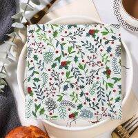 20PCS Leaf Decoupage Napkins To Paste Glass Vase Wedding Handkerchief Paper For Floral Arrangements Parties Furniture Christmas