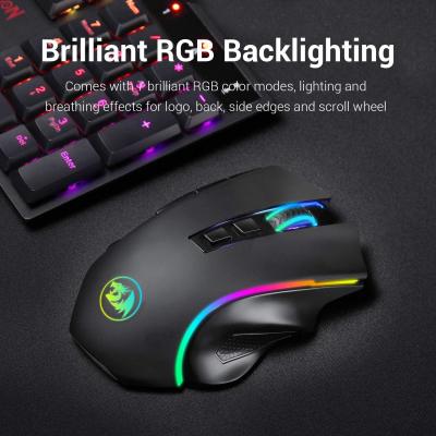 Redragon M607KS เมาส์สำหรับเล่นเกมไร้สาย RGB Backlit MMO 7ปุ่มตั้งโปรแกรมได้เมาส์การบันทึกมาโครสำหรับแล็ปท็อปพีซี Gamer