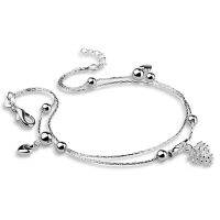 Fashion 925 sterling silver pinecone anklet for women charm double line Ms foot ornaments Suitable for girlfriend