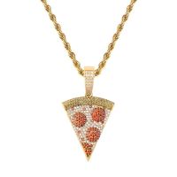 Iced Out Chain Pizza Pendant Necklace 18k Gold Plated Zirconia ss Statement Necklace for Men Women Gift Hip Hop Jewelry
