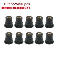 [LWF HOT]♙◊♣ 10/15/25/50pcs Rubber M6 Well Nuts Windscreen Windshield Fairing Cowl Wellnuts 6mm 1/2 quot; Universal Motorcycle Brass Well Nut Bolt