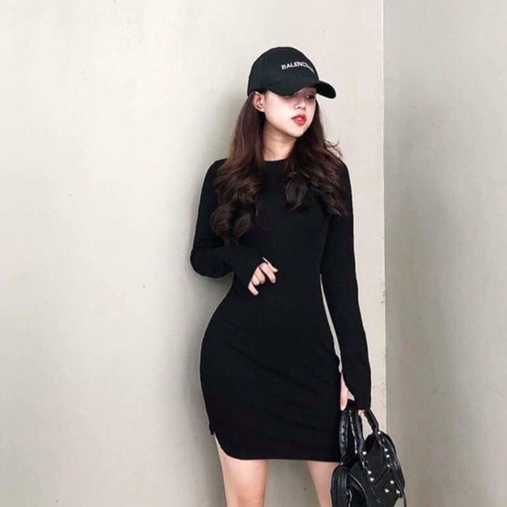 Đầm body tay dài xẻ tà - C0U | Shopee Việt Nam