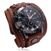 「Dark blue watch」 MensWatches Bikiningshowristwatch 2022 Cowhide Watchband PunkWatch For Men WideLeather Bracelets