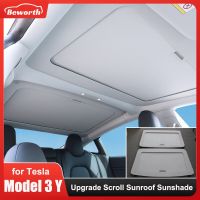 Scroll Panoramic Sunroof Sunshade For Tesla Model 3 Y Upgrade Body-integrated Car Retractable Sun Visor Roof Skylight High-end Sunshades