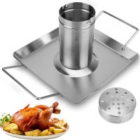 [HOT] Stainless Steel Roast Chicken Pan Nonstick Detachable Grilled Holder Barbecue Roasting Beer Roast Chicken Pan Outdoor BBQ Tool