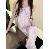 Genuine Uniqlo High-end kumikumi gentle style halter neck strapless dress for women summer French style fairy skirt loose mid-length skirt