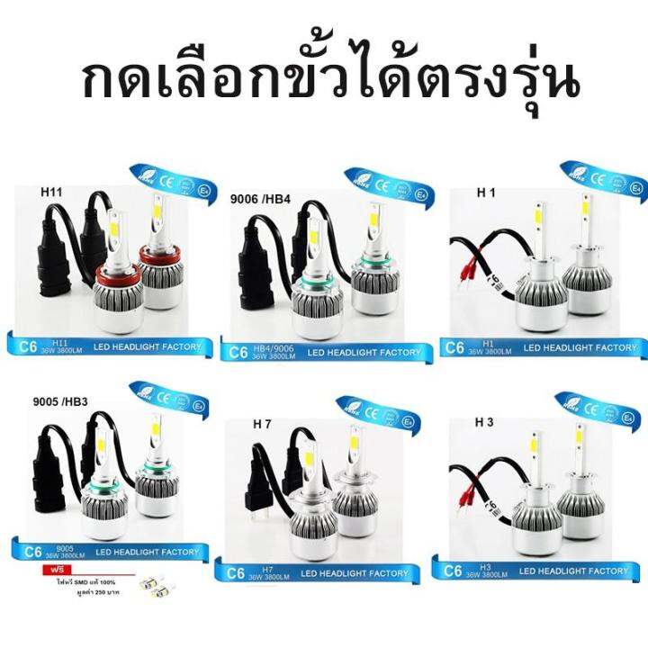 ไฟหน้า-led-ขั้ว-h4-cob-36w-c6-แสงสีขาว-super-bright-6000-k-แถมฟรี-ไฟหรี่-มูลค่า-250-บ-มีขั้วให้เลือก-ตามรุ่นรถ-ได้เลยคะ-บริการเก็บเงินปลายทาง