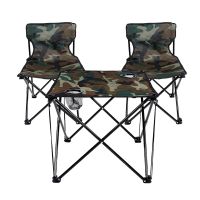 TUO โต๊ะพับ LANCAMP ชุดโต๊ะสนามพร้อมเก้าอี้ Camping Table Set แคมปิ้งพกพา โต๊ะสนามลายพราง เก้าอี้พับ เก้าอี้สนามพับ โต๊ะพับอเนกประสงค์  โต๊ะญี่ปุ่น