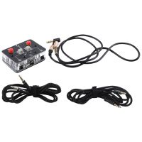 Mini 2-Way Microphone Headset / Speaker Audio Switcher Box AUX Stereo Black Plastic