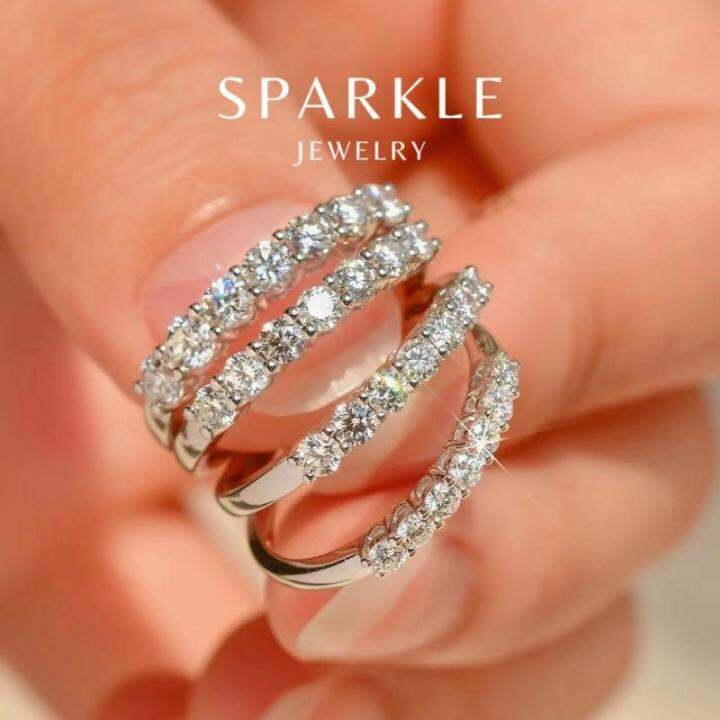 Sparkle Jewelry Simple Classic Engagement Ring Real Moissanite With